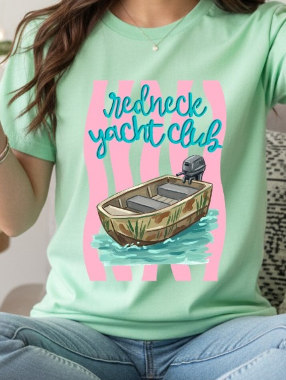 Gildan Mint Green 'Redneck Yacht Club' Graphic Tee